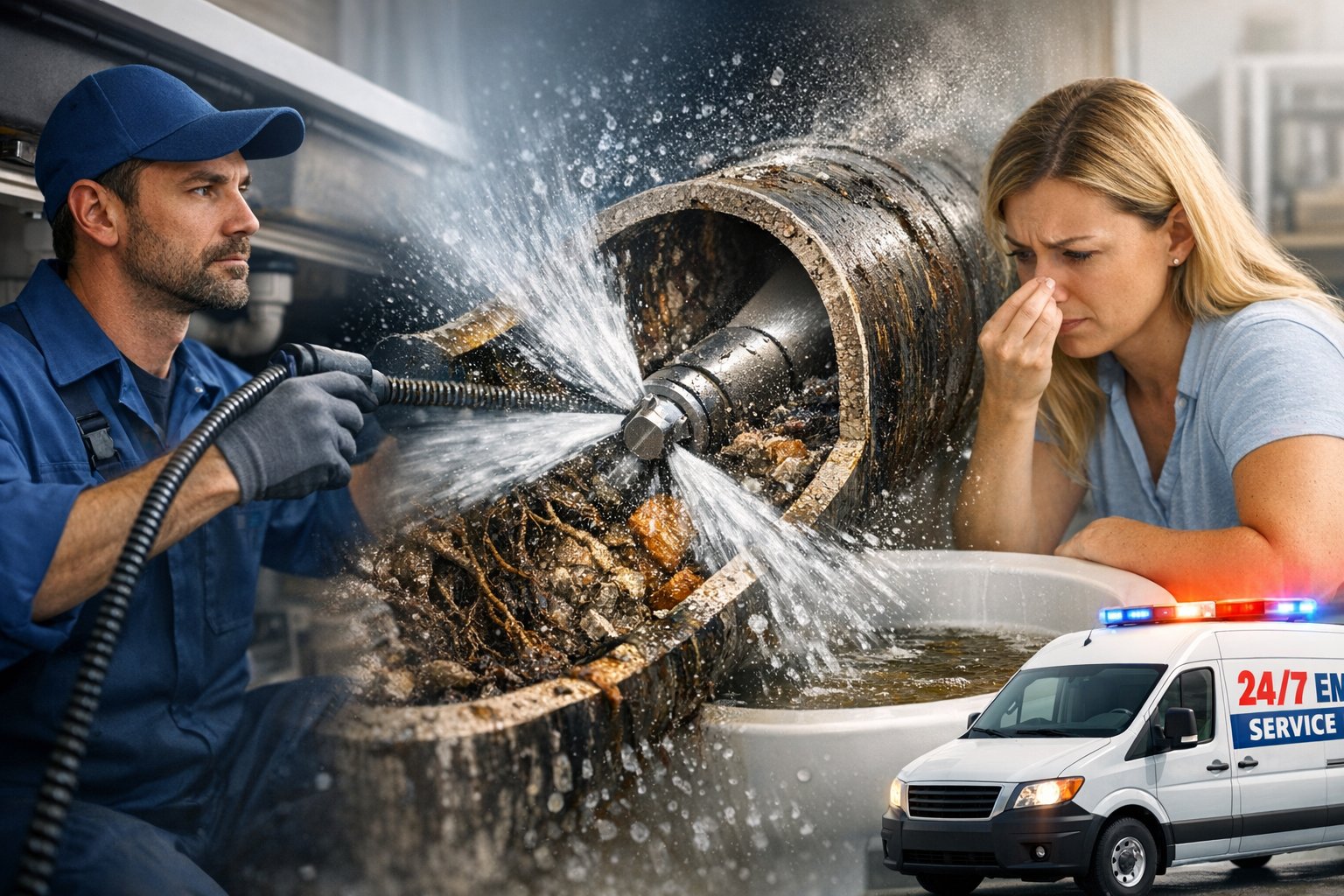 Professional drain cleaning, hydro jetting, and 24/7 emergency plumbing service